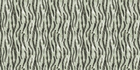 Cute safari wild tiger fur print animal border for babies room decor. Seamless big cat furry green textured gender neutral design.