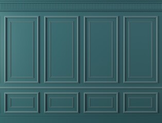 Classic wall of dark mint wood panels