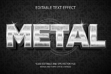 Editable Text Effect, shiny silver style Metal text