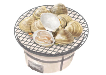 水彩のハマグリ01_4