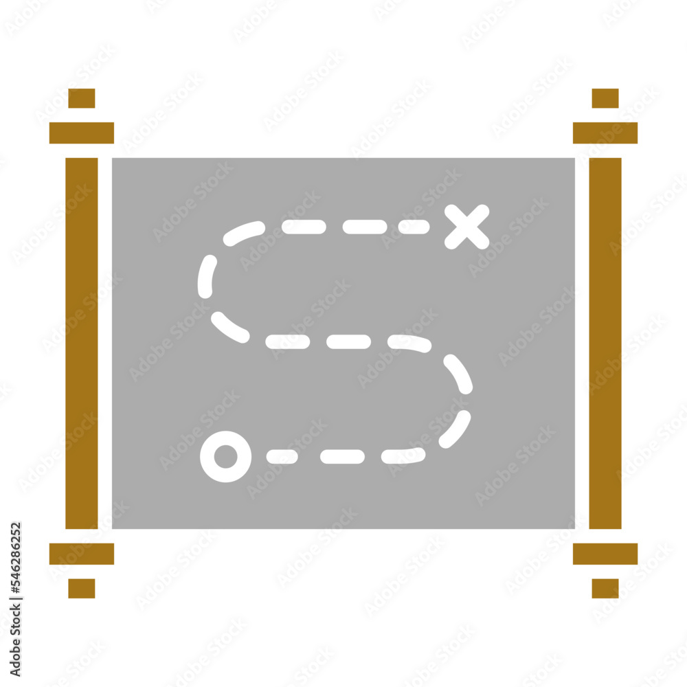 Poster treasure map icon style