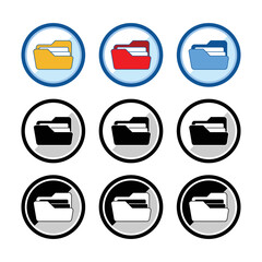 folder file icon set, social network symbol illustration, a simple flat design