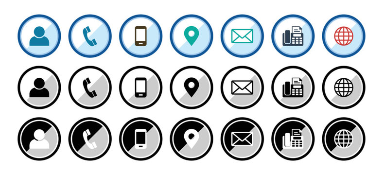 contact icon set, social network symbol illustration, a simple flat design