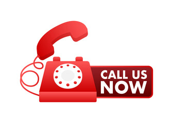 Call us now. Information technology. Telephone icon. Customer service. Vector stock illustration