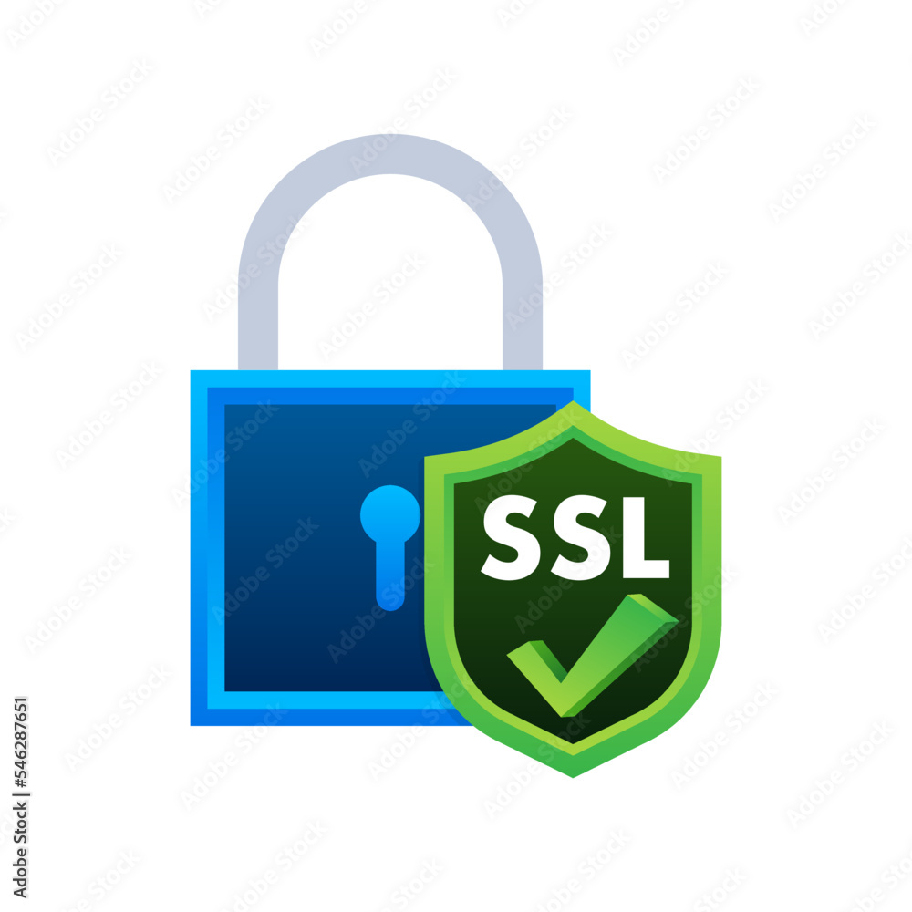 Poster ssl secure connection icon vector illustration isolated on white background, flat style secured ssl 