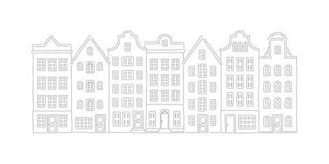 線画のアムステルダムの街並み