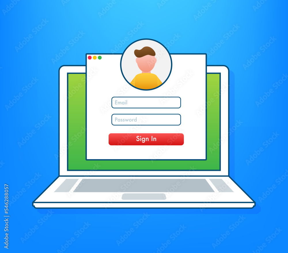 Canvas Prints login page on laptop screen. notebook and online login form, sign in page. user profile, access to a
