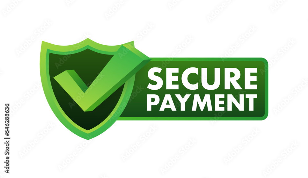 Poster secure payment. credit card icon with shield. secure transaction. vector stock illustration.
