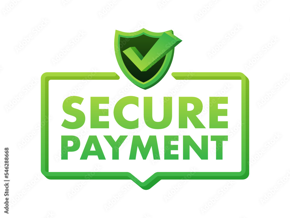 Poster secure payment. credit card icon with shield. secure transaction. vector stock illustration.