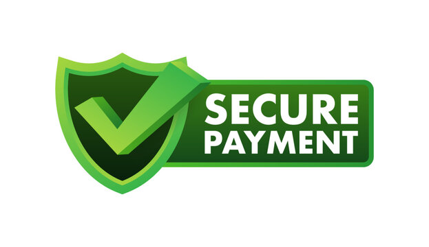 Secure payment. Credit card icon with shield. Secure transaction. Vector stock illustration.