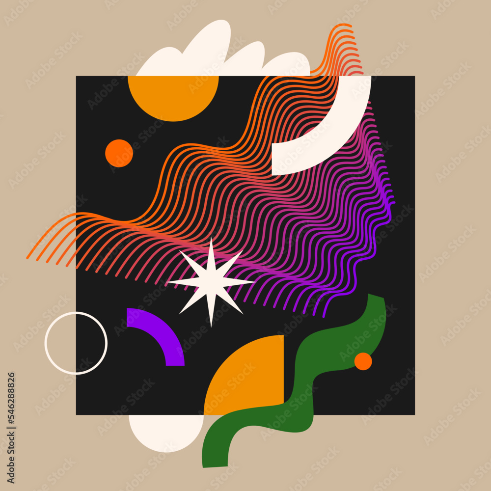 Poster modern geometric composition of various shapes. illustration for design. abstract background in the 