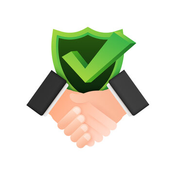 handshake with green shield and checkmark clip art preview