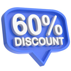 Obraz na płótnie Canvas 3D sixty percent discount. 60% discount. 60% sale.