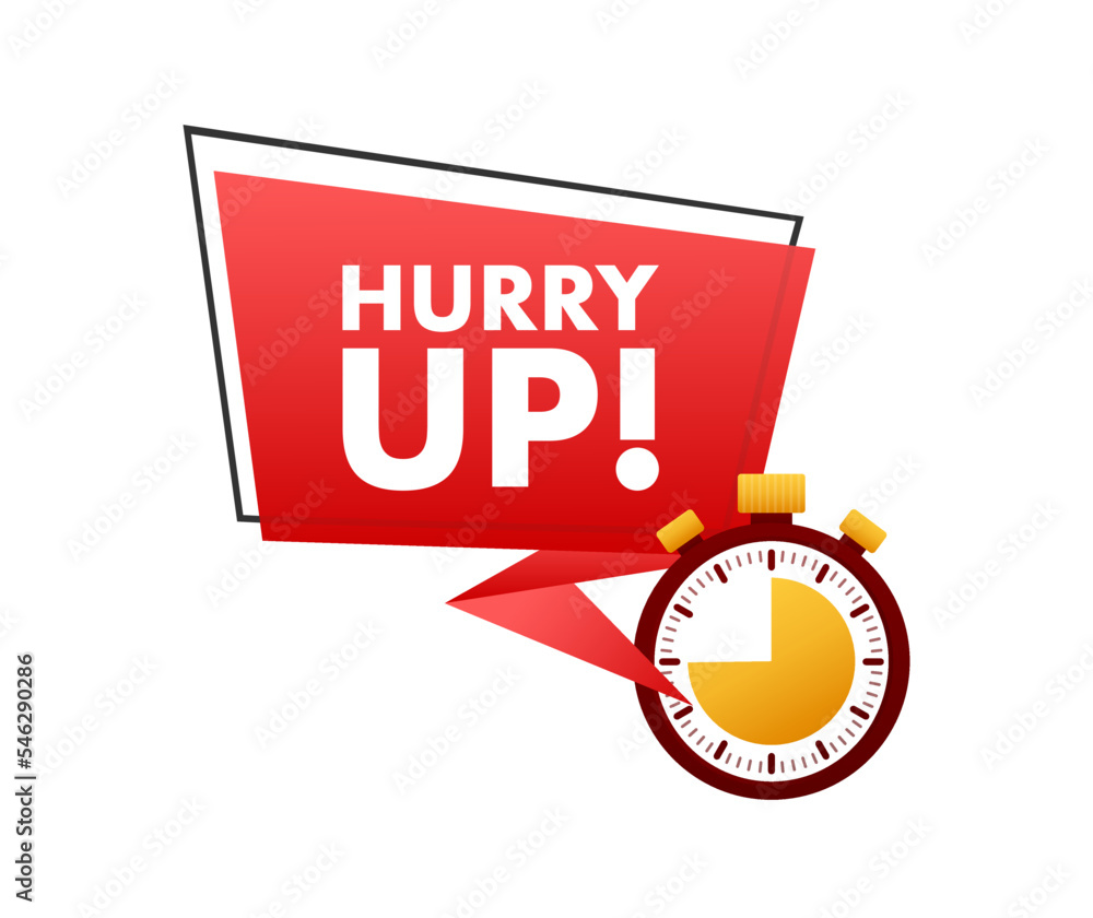 Sticker Hurry Up Label, limited offer. Countdown banner. Last minute offer. Vector stock illustration.