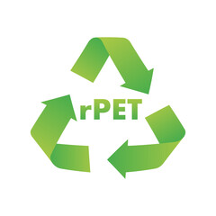 100 recycled materials. rPet standard sign, label. Vector stock illustration.