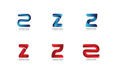 Branding identity initial letter z logo collection with black and white