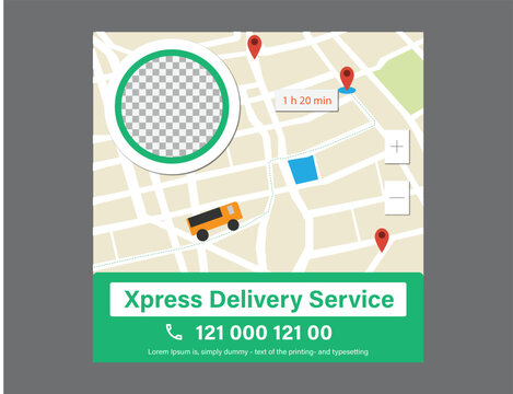 delivery service Banner Posts, Social Media Banner Posts, Online delivery service concept, online order tracking, delivery home and office