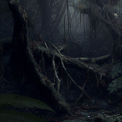 dark dense thorny forest