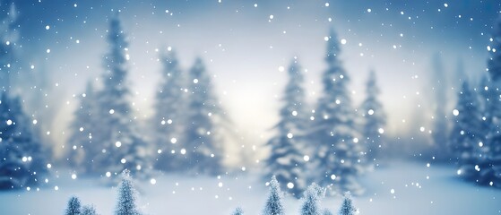 Fototapeta na wymiar Christmas landscape with snow and fir tree. copy space