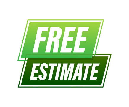 Free estimates. sign, label. Vector stock illustration.