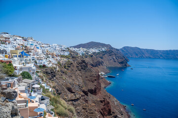 Fototapeta na wymiar Beautiful Landscape Panorama view of Santorini Greece