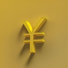 Obraz premium Symbol yen on a yellow background. Money sign. Minimal creative concept. 3d rendering 3d illustration