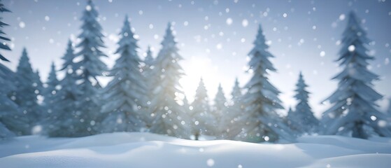 Fototapeta na wymiar Christmas landscape with snow and fir tree. copy space