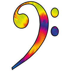 Tie Dye Bass Clef Music Icon