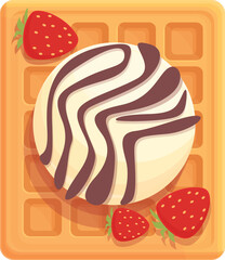 Fruit waffle icon cartoon vector. Belgian food. Coffee tasty