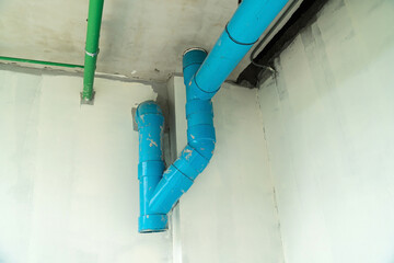 Poor connection of water pipes affects future use..The large blue drain is for draining large...