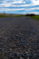 Macro image close to the ground , stones on a dirt road