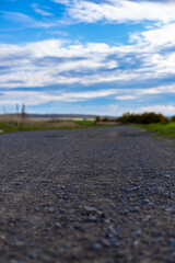 Macro image close to the ground , stones on a dirt road