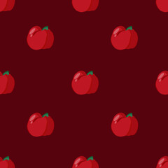 Seamless pattern with sweet bell pepper. Red peper background. Wallpaper and fabric print.