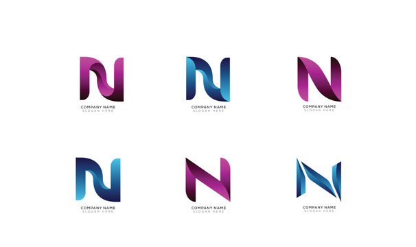 Elegant of abstract letter n logo collection