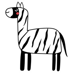 cute zebra childish hand drawn vector element