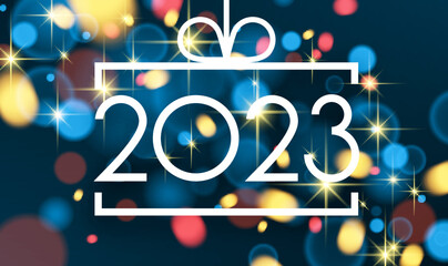 Fototapeta premium 2023 sign in square bauble frame.