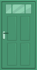 Obraz premium Green door icon cartoon vector. Front home. Decoration wooden