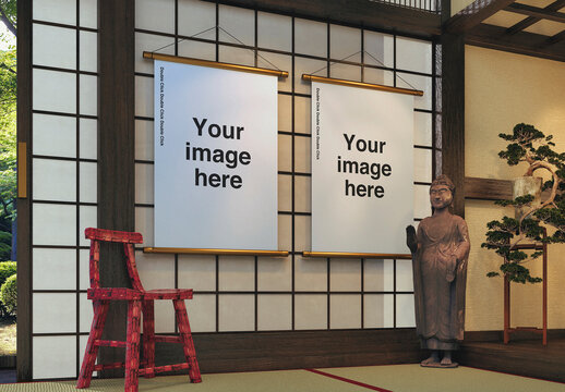 Japanese Indoor Temple Poster Mockup 09