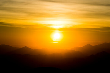 Fototapeta na wymiar Sunset in Pedraforca mountain view from La Garrotxa, Spain