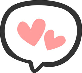 double heart love sign bubble chat box element illustration