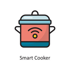 Smart Cooker Vector Filled Outline Icon Design illustration. Housekeeping Symbol on White background EPS 10 File