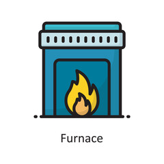 Furnace  Vector Filled Outline Icon Design illustration. Housekeeping Symbol on White background EPS 10 File