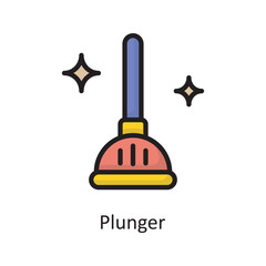 Plunger  Vector Filled Outline Icon Design illustration. Housekeeping Symbol on White background EPS 10 File