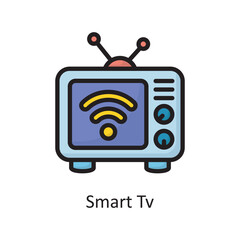 Smart Tv Vector Filled Outline Icon Design illustration. Housekeeping Symbol on White background EPS 10 File