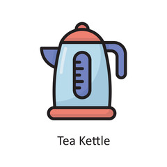 Tea Kettle Vector Filled Outline Icon Design illustration. Housekeeping Symbol on White background EPS 10 File