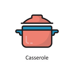 Casserole  Vector Filled Outline Icon Design illustration. Housekeeping Symbol on White background EPS 10 File