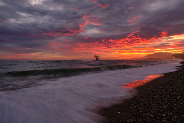 sunset in Marbella at the shore