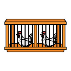Sturdy Spacious wooden hen cage for Varied Animals Concept, hen livery vector color icon design, Poultry farming symbol, Meat or Eggs Production Sign, Protein and farmyard equipment stock illustration © shmai
