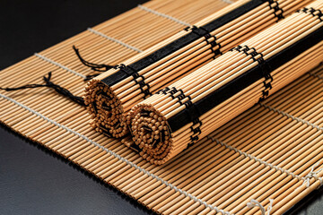 Bamboo mats for making rolls and sushi