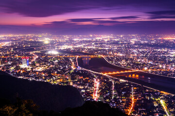 岐阜県　金華山からの夕景　夜景